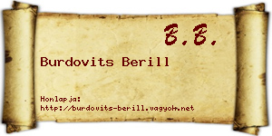 Burdovits Berill névjegykártya